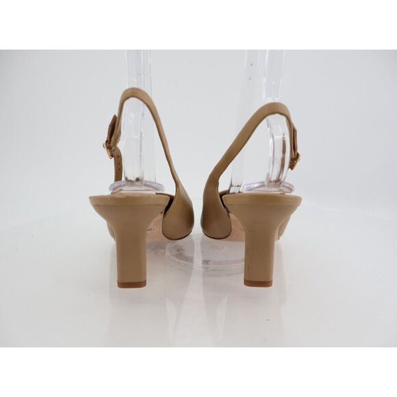 Vince Pandora-B Leather Slingback Pumps Womens 9 M Tan Beige Pointed Kitten Heel - Picture 7 of 11